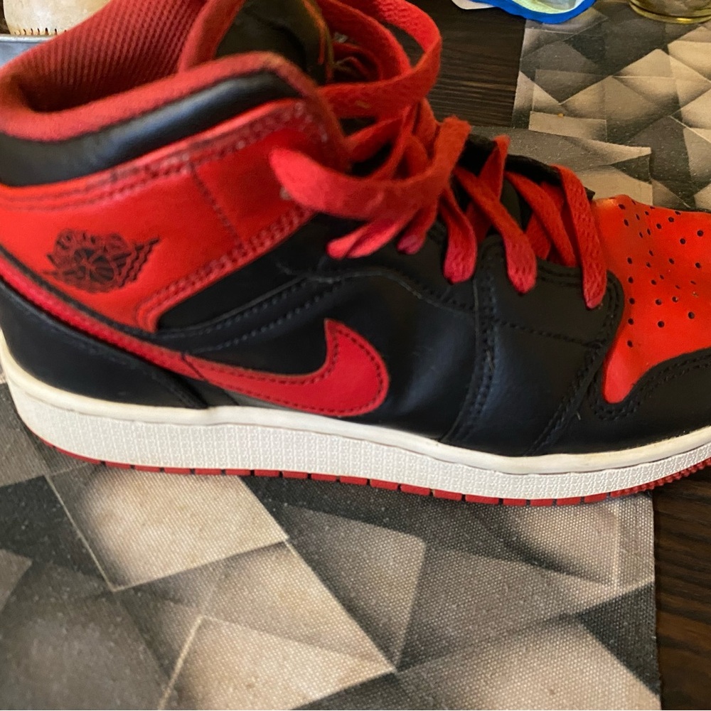 Jordan Kids Red and Black High-Top Sneakers